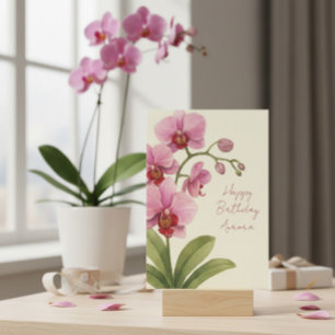 Custom Name Vintage Watercolor Birthday Card 