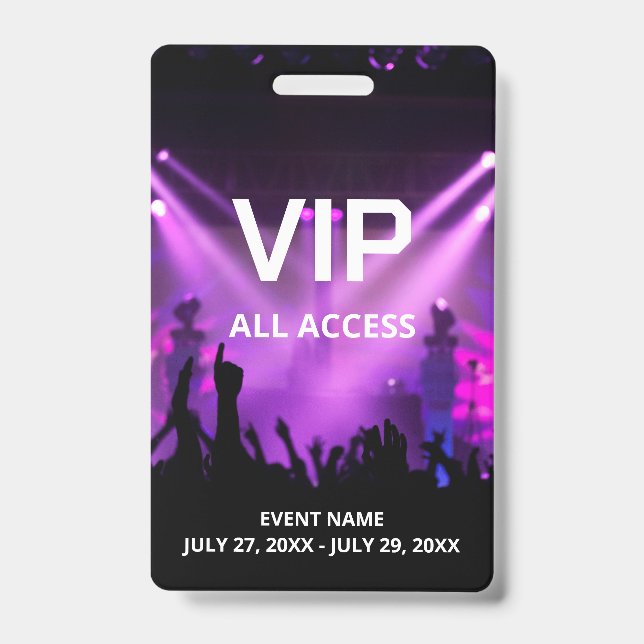 Custom Name VIP All Access Pass Badge (Front)