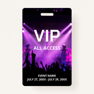 Custom Name VIP All Access Pass Badge