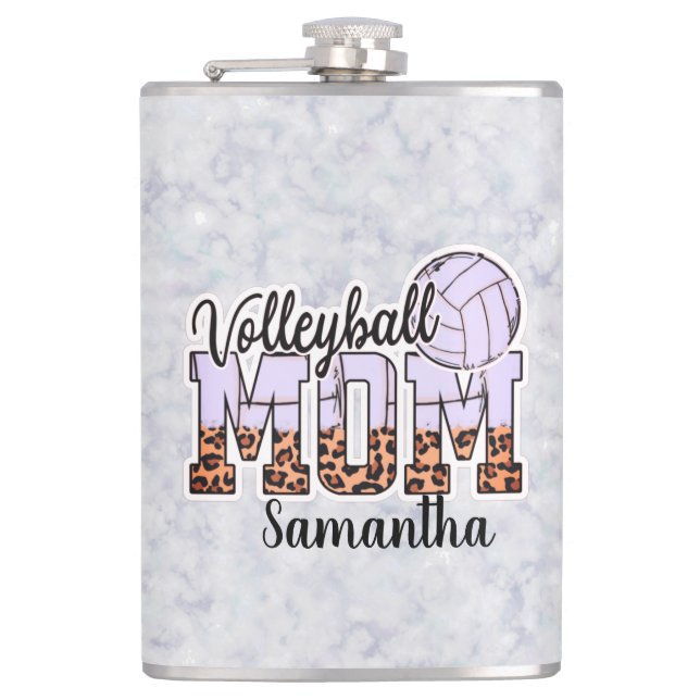 Custom Name Volleyball Mom | Mother's Day Hip Flask (Front)