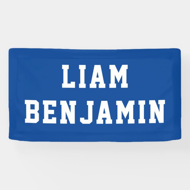 Custom Name Wall Art Personalized Nursery Blue Banner (Horizontal)