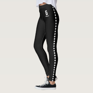 Custom Name Walnut Black White Pattern Monogram Leggings