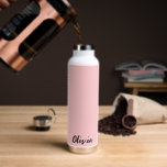Custom Name Water Bottle<br><div class="desc">This insulated water bottle is shown in white with a blush pink accent colour and a custom name sample.
Customize this item and change the sample name to yours.</div>