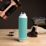 Custom Name Water Bottle<br><div class="desc">This insulated water bottle is shown in white with a light teal accent colour and a custom name sample.
Customize this item and change the sample name to yours.</div>