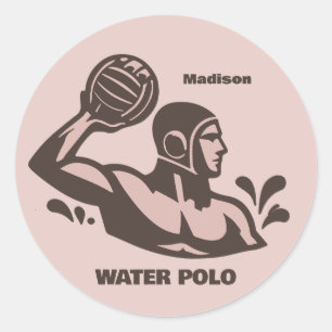 Custom Name Water Polo Classic Round Sticker