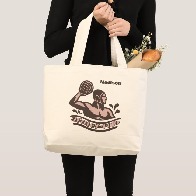 Custom Name Water Polo Large Tote Bag (Front (Product))