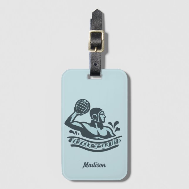 Custom Name Water Polo Luggage Tag (Front Vertical)