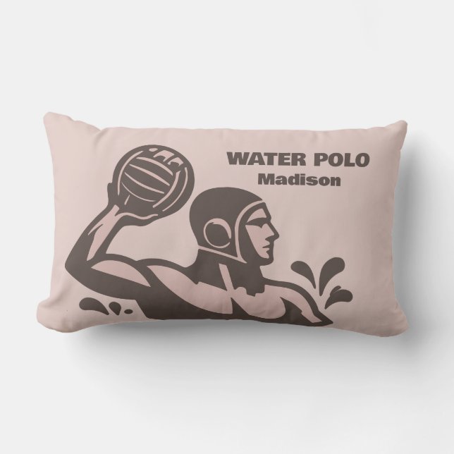 Custom Name Water Polo Lumbar Pillow (Front)