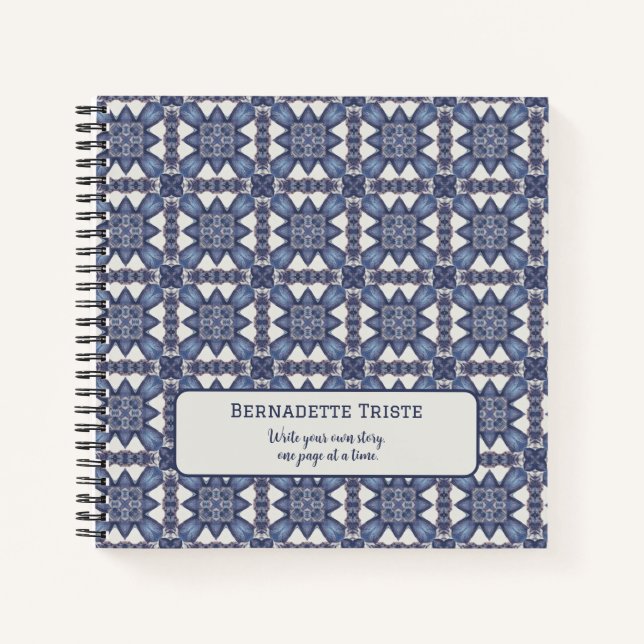 Custom Name Watercolor Abstract Geometric Pattern  Notebook (Front)