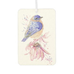 Custom Name Watercolor Bluebird Garden Bird Art Air Freshener