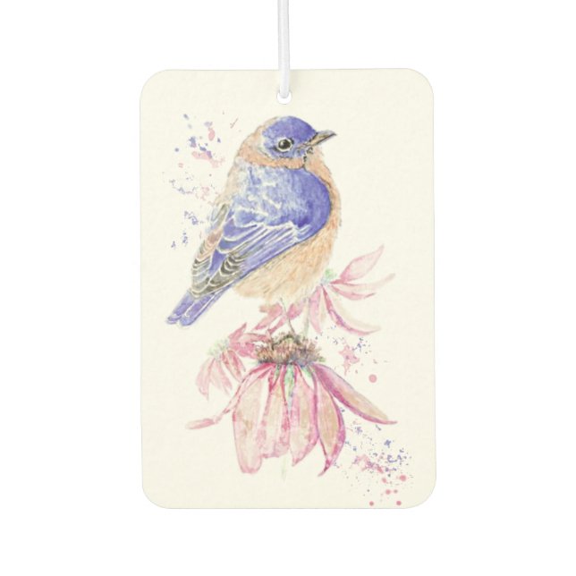 Custom Name Watercolor Bluebird Garden Bird Art Air Freshener (Front)