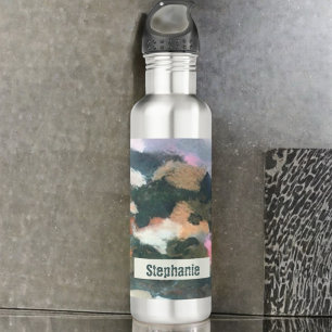 Custom name watercolor camouflage brown neutral  710 ml water bottle