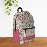 Custom Name Watercolor Elegant Floral  Printed Backpack<br><div class="desc">This elegant watercolor floral backpack features a soft and pretty pattern that’s perfect for women, girls, and kids who adore pastel designs. Delicately painted flowers bring a graceful, artistic charm to everyday style—making it ideal as a school backpack or a personalized monogram gift. Whether you're heading back to school or...</div>