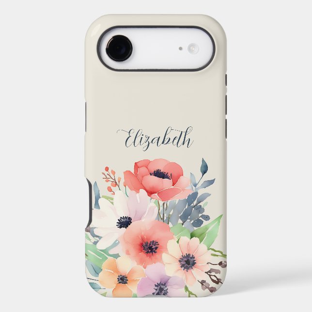 Custom Name Watercolor Floral Anemone (Verso)