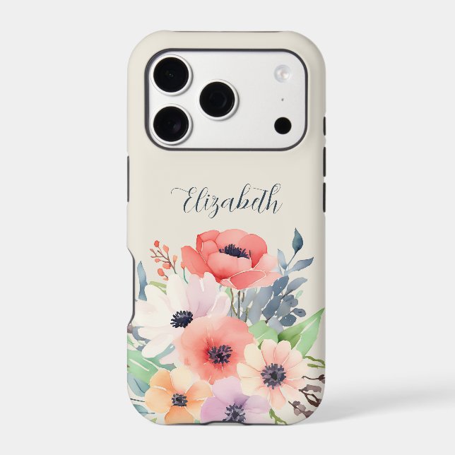 Custom Name Watercolor Floral Anemone (Verso)