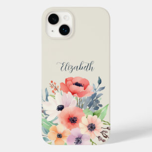 Custom Name Watercolor Floral Anemone Case-Mate iPhone 14 Plus Case