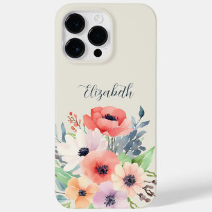 Custom Name Watercolor Floral Anemone Case-Mate iPhone 14 Pro Max Case