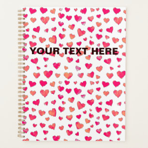 Custom Name Watercolor Hearts Art Planner