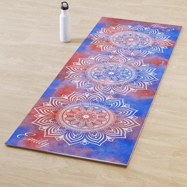 Custom Name Watercolor Mandala Exercise Yoga Mat (In Situ)