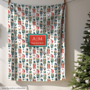 Custom name watercolor nutcracker holiday blanket