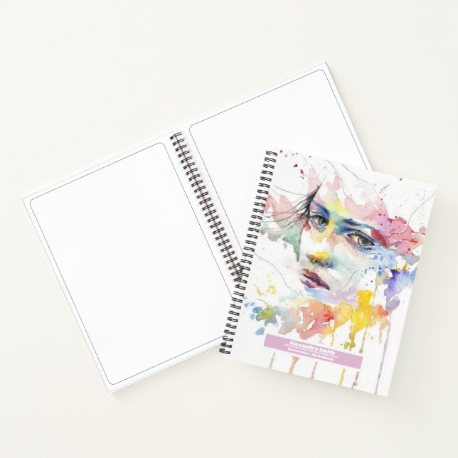 Custom name watercolor pastel pretty sketchbook notebook (Inside)