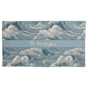 Custom Name Waves Pattern Pillowcase