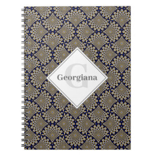 Custom Name We Are Watching You Navy & Gold Retro Notebook