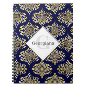 Custom Name We Are Watching You Navy & Gold Retro Notebook