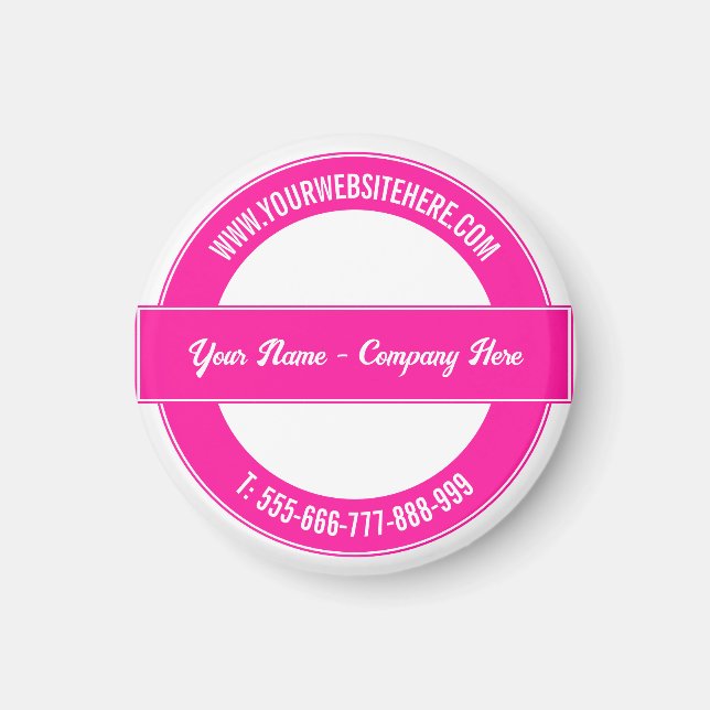 Custom Name Website Phone Info Colours Magnet (Front)