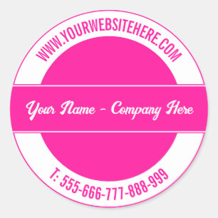 Custom Name Website Phone Round Sticker Your Colou