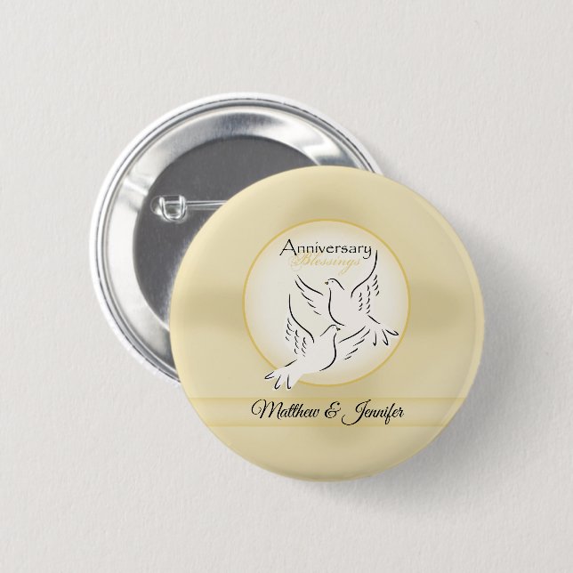 Custom Name, Wedding Anniversary Blessings 2 Inch Round Button (Front & Back)