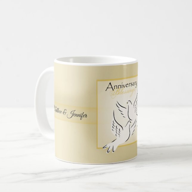 Custom Name, Wedding Anniversary Blessings Coffee Mug (Front Left)