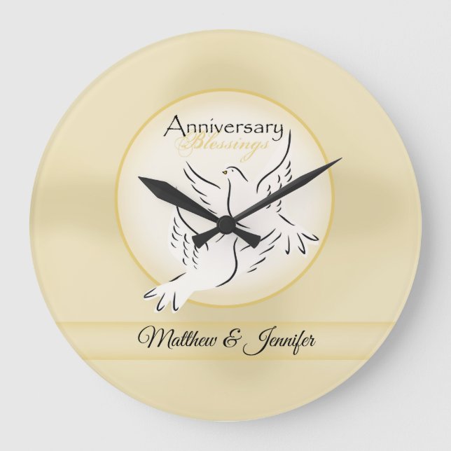 Custom Name, Wedding Anniversary Blessings Large Clock (Front)
