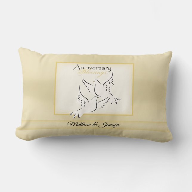 Custom Name, Wedding Anniversary Blessings Lumbar Pillow (Front)