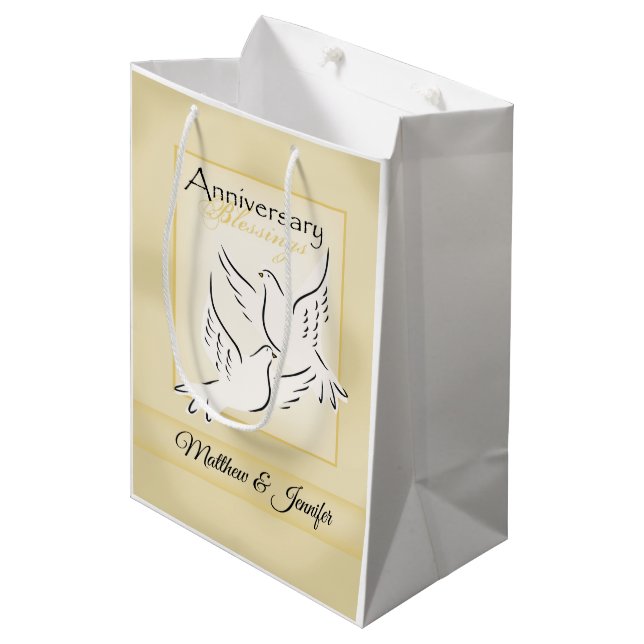 Custom Name, Wedding Anniversary Blessings Medium Gift Bag (Front Angled)