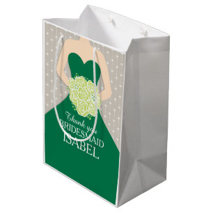 Custom name wedding bridesmaid green dress bag