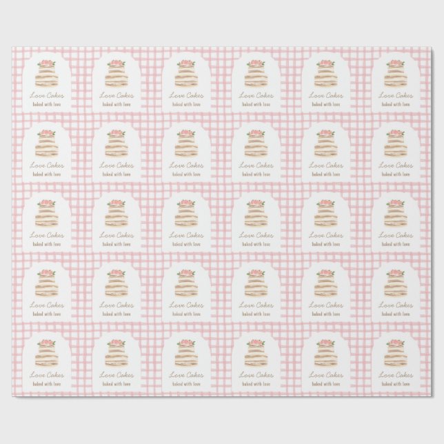 Custom Name Wedding Cake Business Sticker Wrapping Paper (Flat)