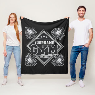 Custom NAME Weightlifting Home Crossfit Gym  Fleece Blanket