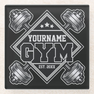 Custom NAME Weightlifting Home Crossfit Gym  Glass Coaster