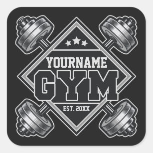Custom NAME Weightlifting Home Crossfit Gym Square Sticker