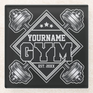 Custom NAME Weightlifting Home Crossfit Gym Throw  Glass Coaster