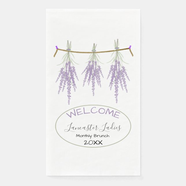 Custom Name Welcome Dried Lavender Bundles Brunch Napkin (Front)