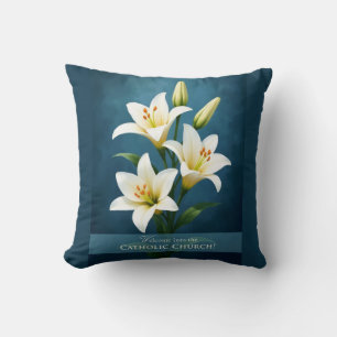 Custom Name Welcome to Catholic Church Liliew Throw Pillow