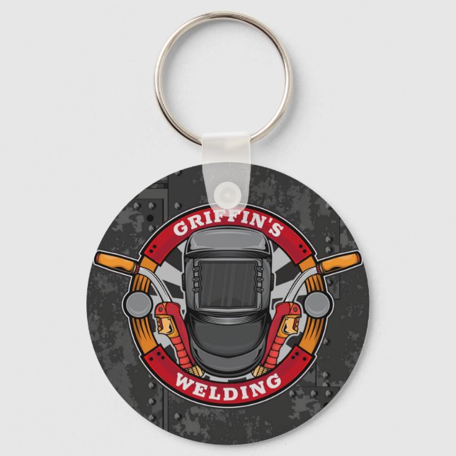 Custom NAME Welder Metal Fabricator Welding Shop Keychain (Front)