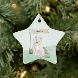 Custom Name Westie Pet Dog Ceramic Ornament