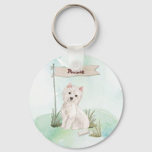 Custom Name Westie Pet Dog Keychain