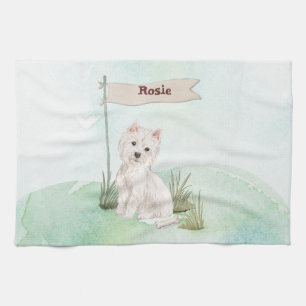 Custom Name Westie Pet Dog Kitchen Towel