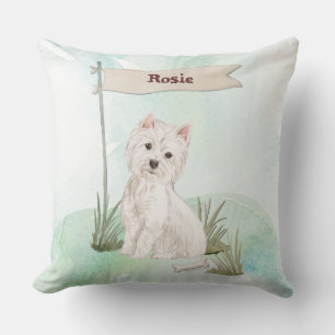 Custom Name Westie Pet Dog Throw Pillow
