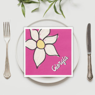 Custom Name Whimsical Daisy Floral Baby Shower Napkin