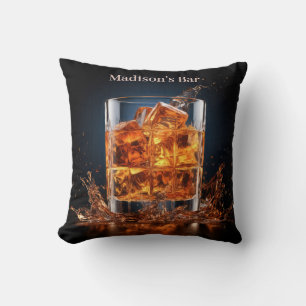 Custom Name Whiskey On The Rocks Throw Pillow